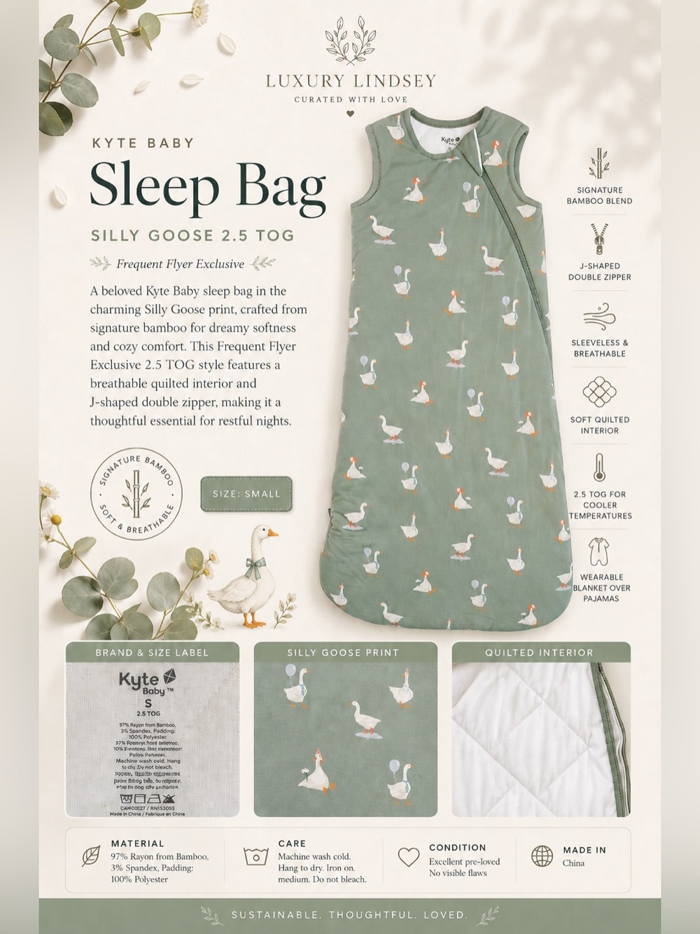 Kyte BABY Silly Goose Sleep Bag 🪿 2.5 TOG | Size Small